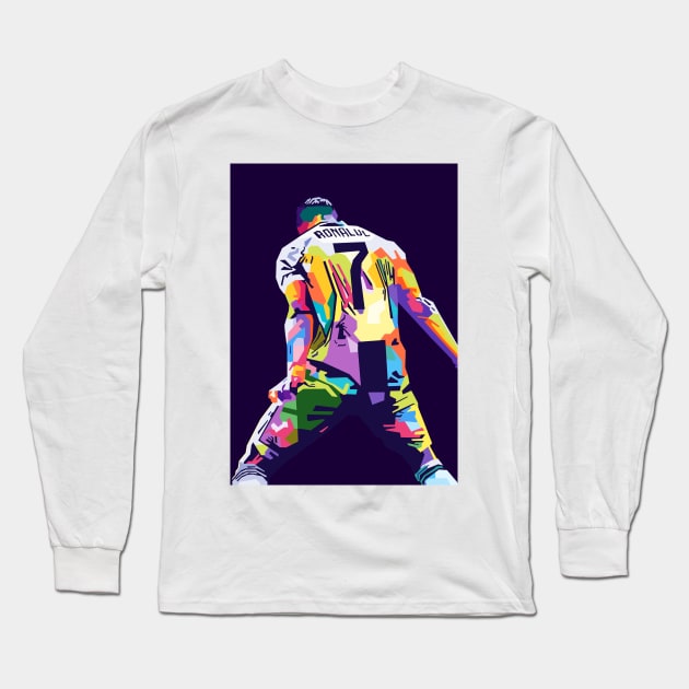 Cristiano Ronaldo Siu Pop Art Long Sleeve T-Shirt by Zet Art